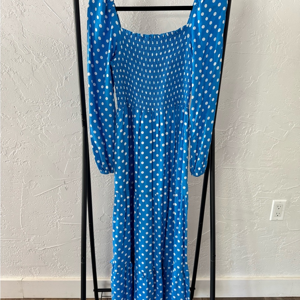Dolan Blue and White Polka Dot Dress